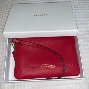 Red Leather Coach Wristlet
